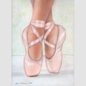 Pastel painting of Ballet shoes